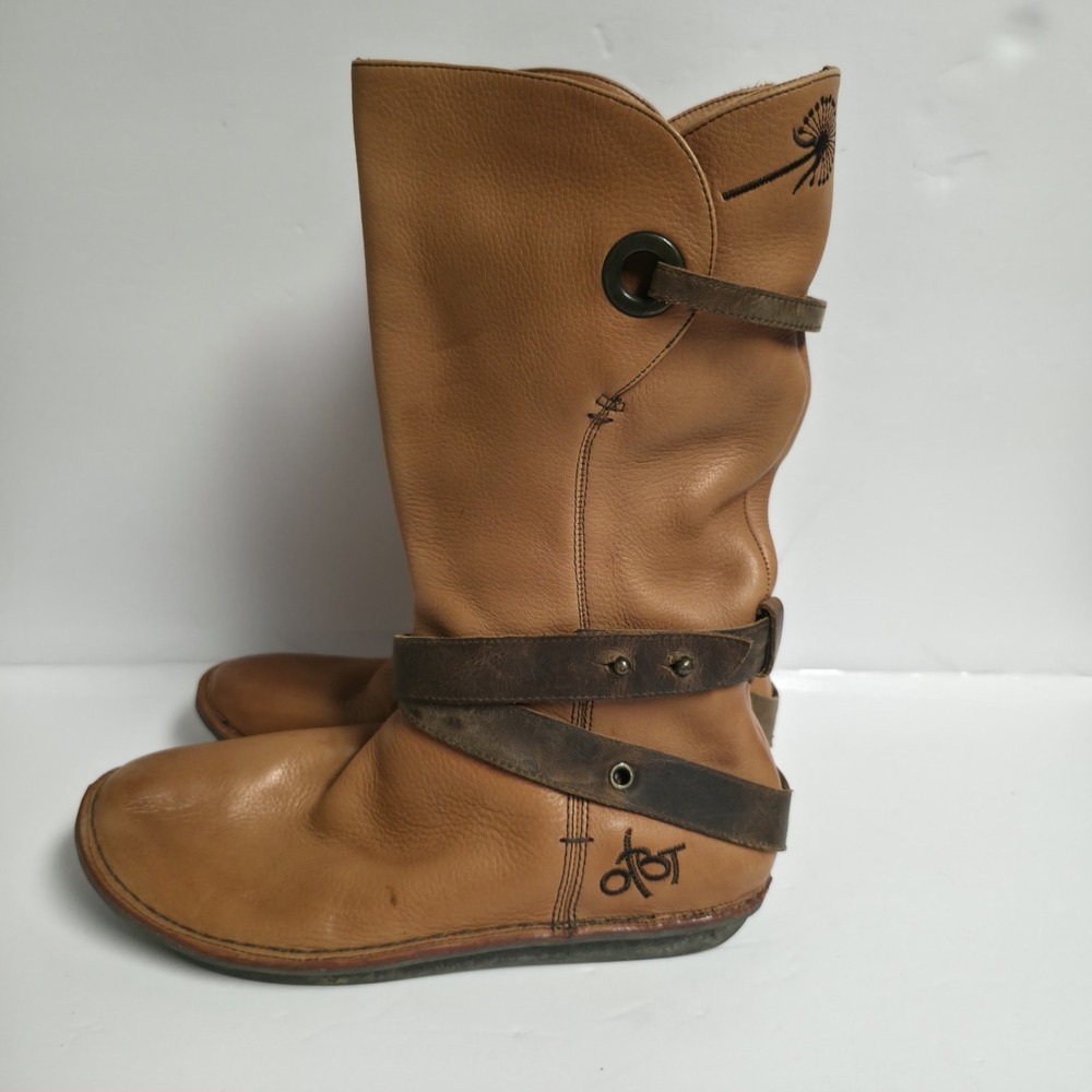 OTBT Johnston Tan Leather Strappy Slouch Boots Women's Size 8 Dandelion Boho - Picture 8 of 16
